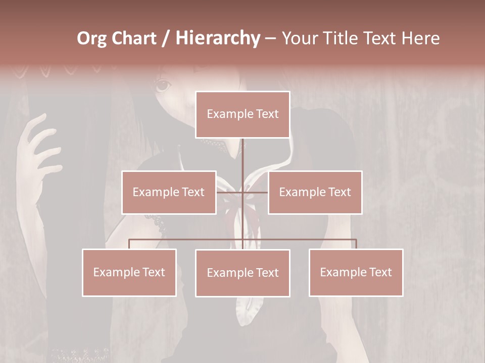 A Woman In A Brown Dress Holding A Black Object PowerPoint Template