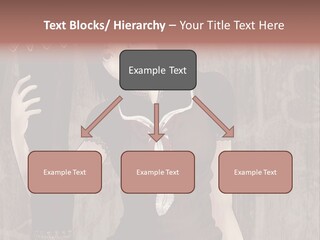 A Woman In A Brown Dress Holding A Black Object PowerPoint Template