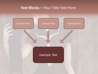 A Woman In A Brown Dress Holding A Black Object PowerPoint Template