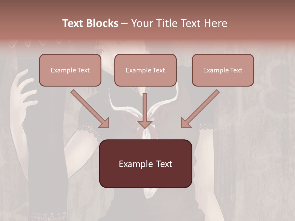 A Woman In A Brown Dress Holding A Black Object PowerPoint Template