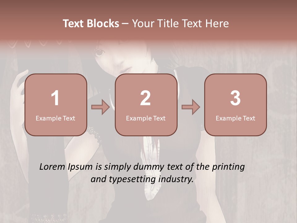 A Woman In A Brown Dress Holding A Black Object PowerPoint Template