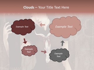 A Woman In A Brown Dress Holding A Black Object PowerPoint Template