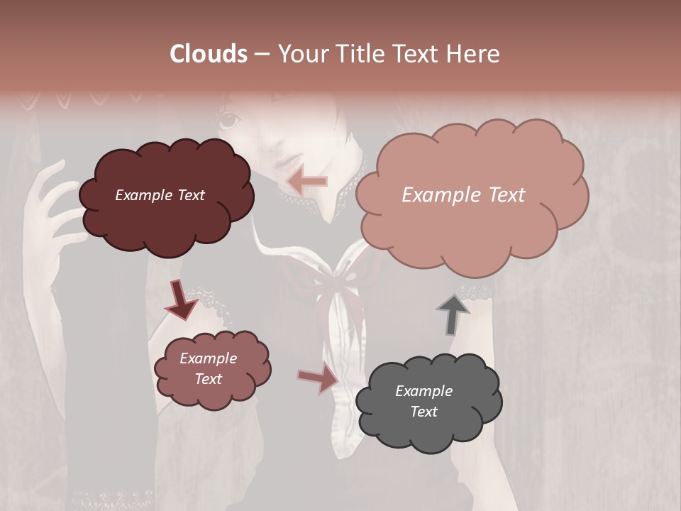 A Woman In A Brown Dress Holding A Black Object PowerPoint Template