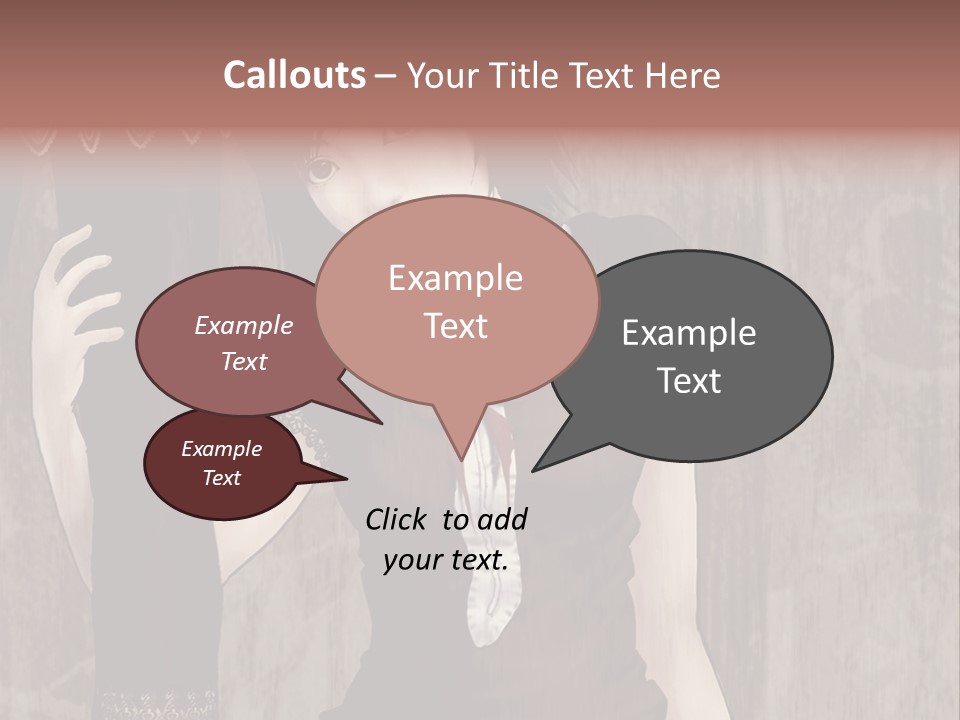 A Woman In A Brown Dress Holding A Black Object PowerPoint Template