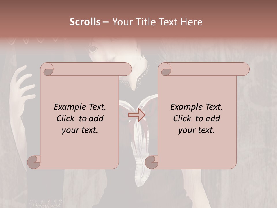 A Woman In A Brown Dress Holding A Black Object PowerPoint Template