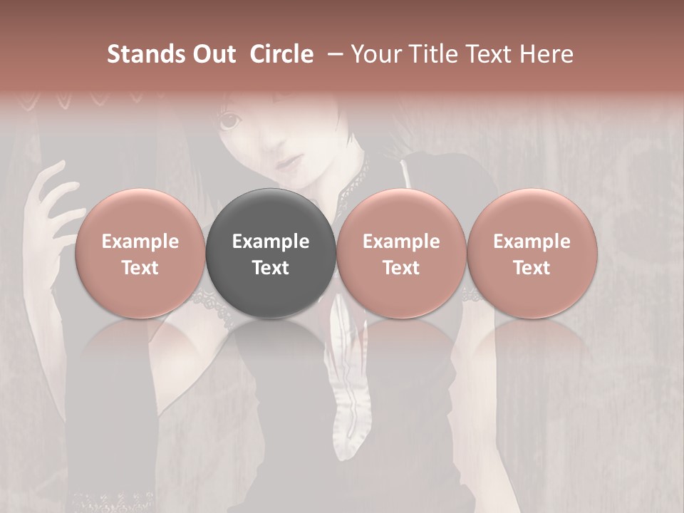 A Woman In A Brown Dress Holding A Black Object PowerPoint Template