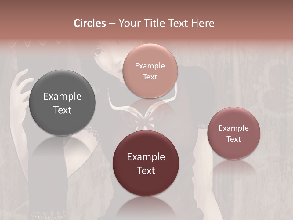 A Woman In A Brown Dress Holding A Black Object PowerPoint Template