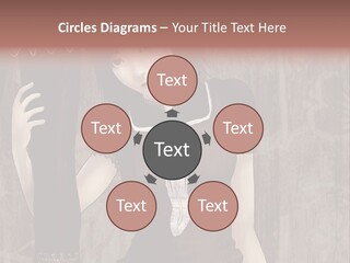 A Woman In A Brown Dress Holding A Black Object PowerPoint Template