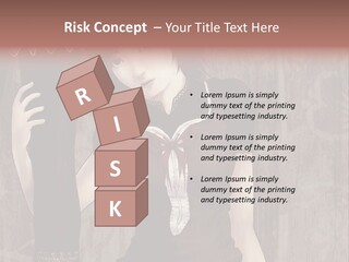 A Woman In A Brown Dress Holding A Black Object PowerPoint Template