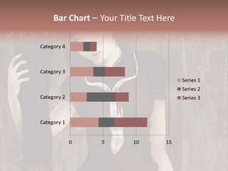 A Woman In A Brown Dress Holding A Black Object PowerPoint Template