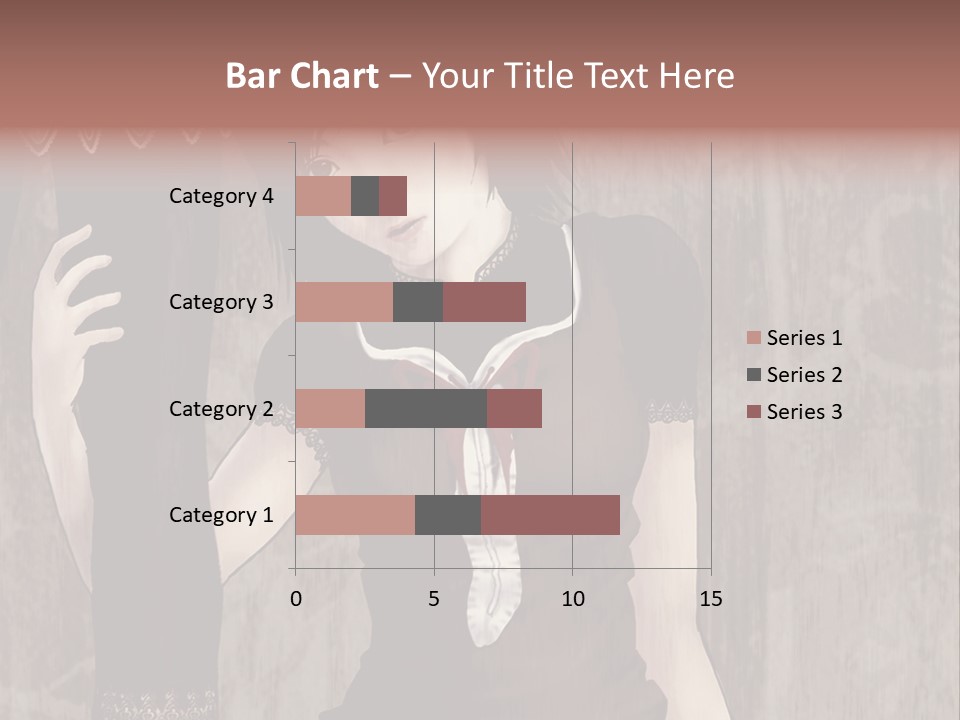 A Woman In A Brown Dress Holding A Black Object PowerPoint Template