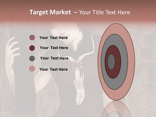 A Woman In A Brown Dress Holding A Black Object PowerPoint Template