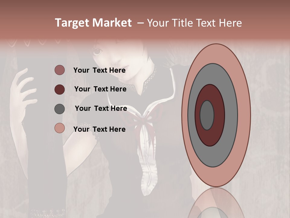 A Woman In A Brown Dress Holding A Black Object PowerPoint Template