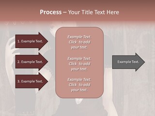 A Woman In A Brown Dress Holding A Black Object PowerPoint Template