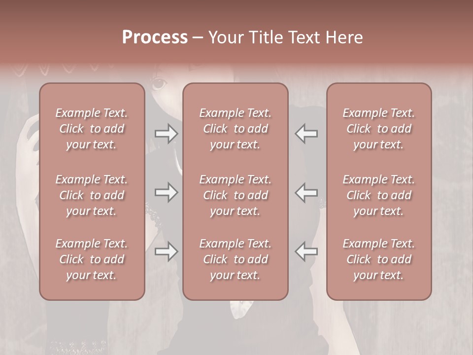 A Woman In A Brown Dress Holding A Black Object PowerPoint Template
