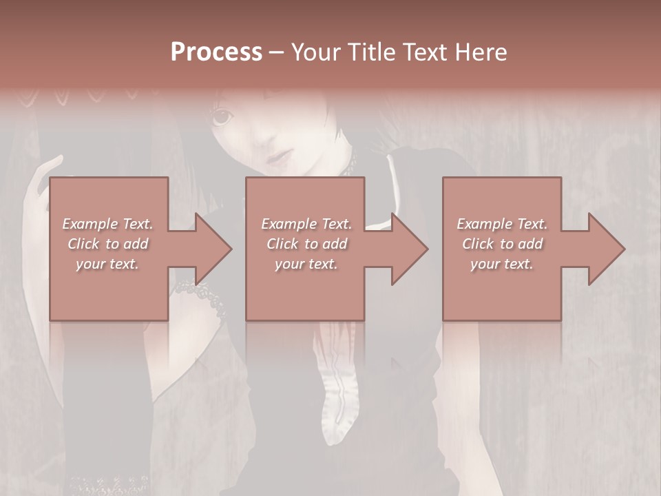 A Woman In A Brown Dress Holding A Black Object PowerPoint Template