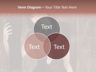 A Woman In A Brown Dress Holding A Black Object PowerPoint Template