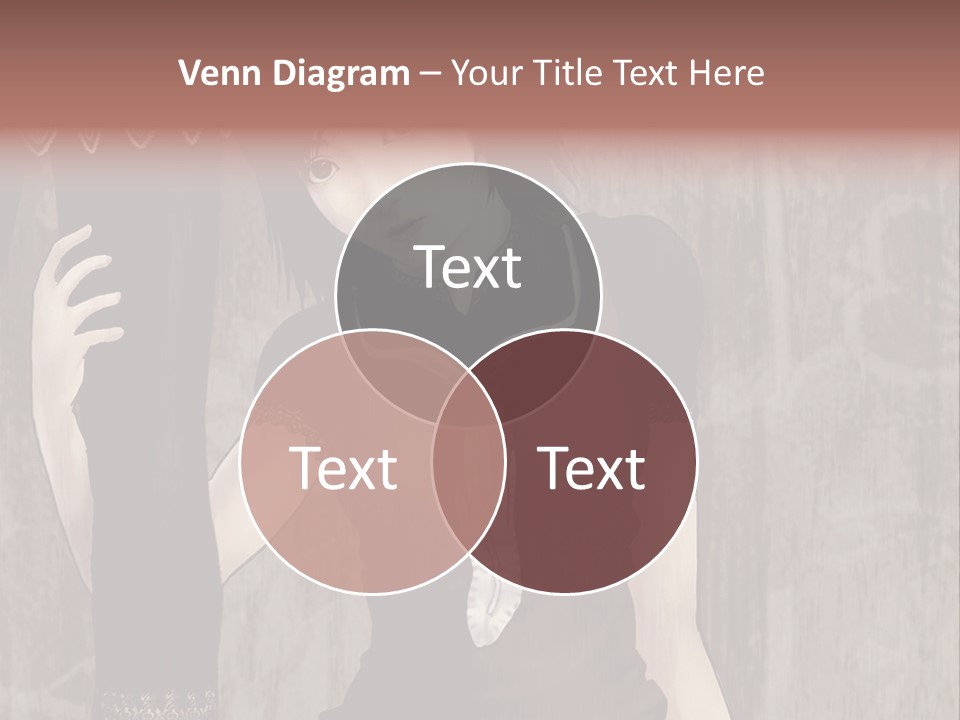 A Woman In A Brown Dress Holding A Black Object PowerPoint Template