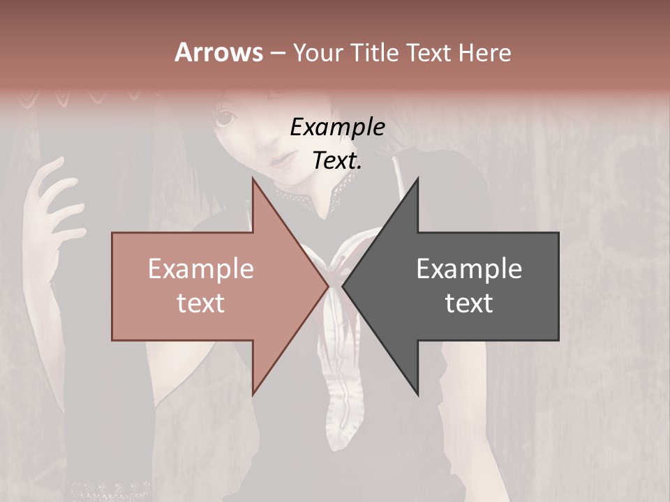 A Woman In A Brown Dress Holding A Black Object PowerPoint Template