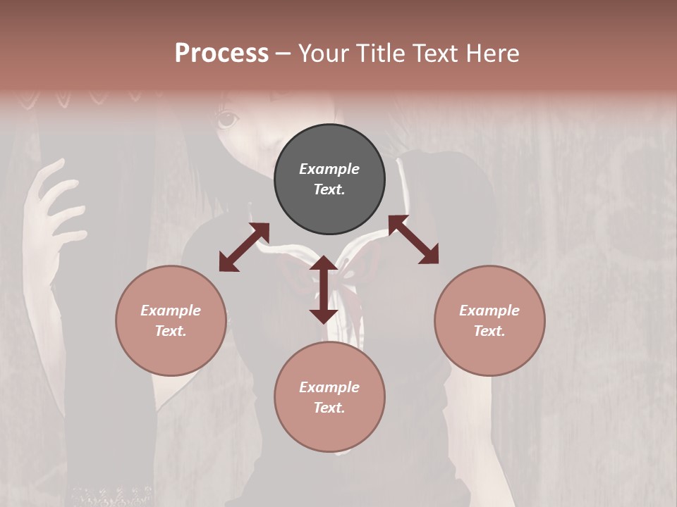 A Woman In A Brown Dress Holding A Black Object PowerPoint Template