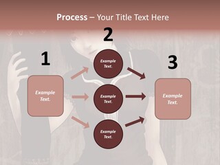 A Woman In A Brown Dress Holding A Black Object PowerPoint Template