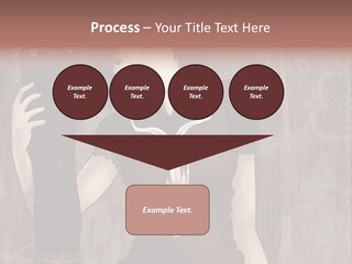 A Woman In A Brown Dress Holding A Black Object PowerPoint Template