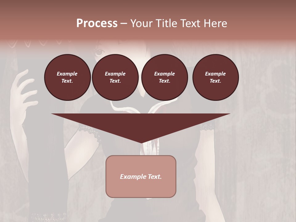 A Woman In A Brown Dress Holding A Black Object PowerPoint Template