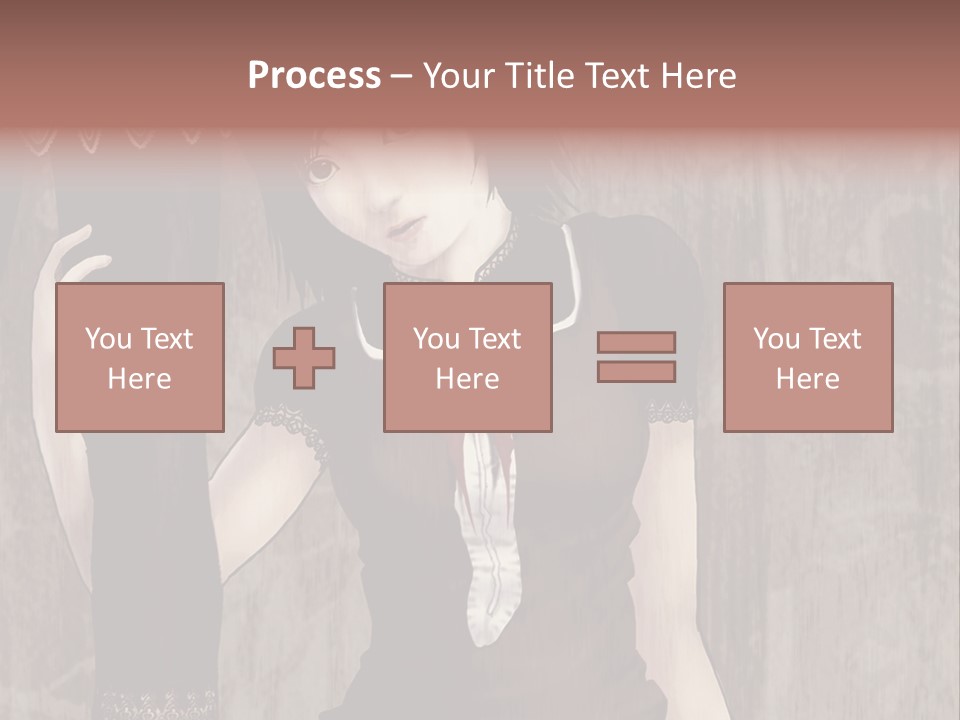 A Woman In A Brown Dress Holding A Black Object PowerPoint Template