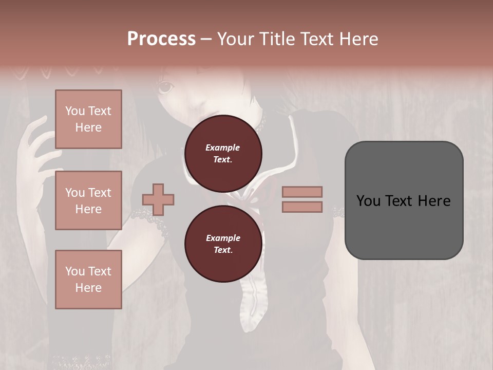 A Woman In A Brown Dress Holding A Black Object PowerPoint Template