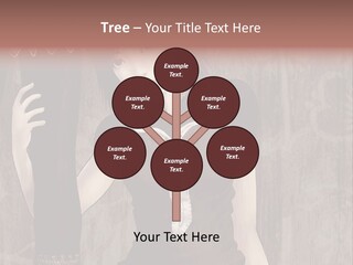 A Woman In A Brown Dress Holding A Black Object PowerPoint Template