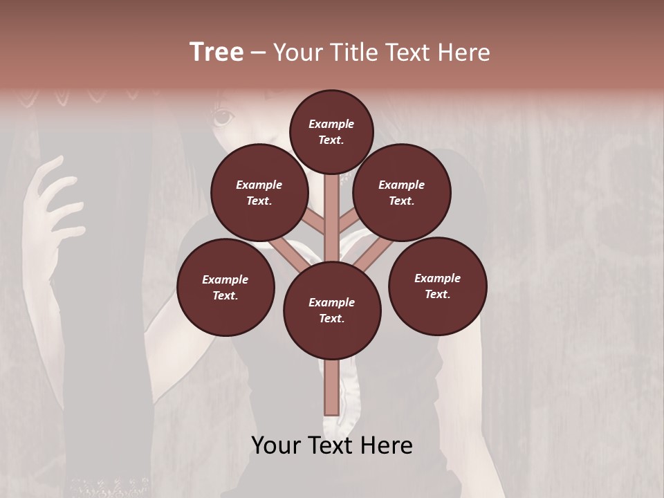 A Woman In A Brown Dress Holding A Black Object PowerPoint Template