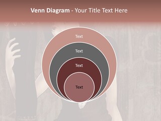 A Woman In A Brown Dress Holding A Black Object PowerPoint Template