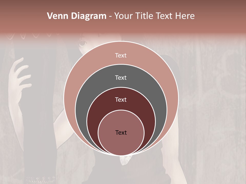 A Woman In A Brown Dress Holding A Black Object PowerPoint Template