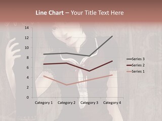 A Woman In A Brown Dress Holding A Black Object PowerPoint Template