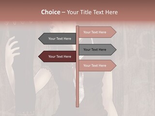 A Woman In A Brown Dress Holding A Black Object PowerPoint Template