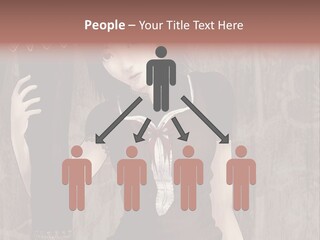 A Woman In A Brown Dress Holding A Black Object PowerPoint Template