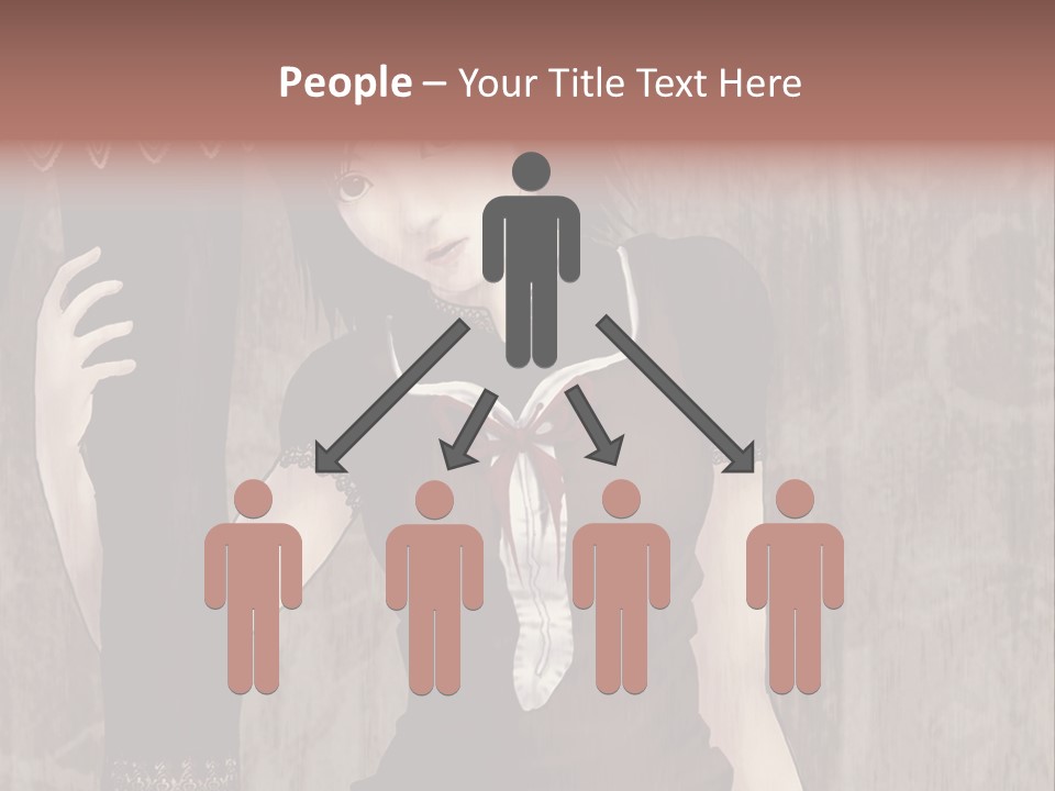 A Woman In A Brown Dress Holding A Black Object PowerPoint Template