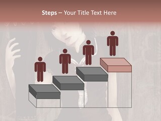 A Woman In A Brown Dress Holding A Black Object PowerPoint Template