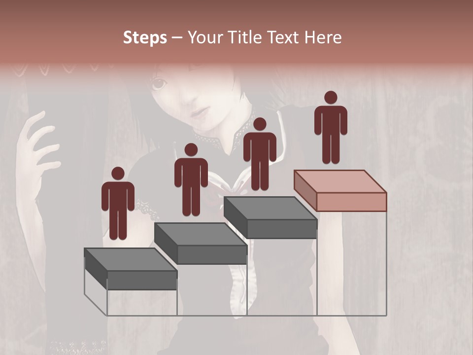 A Woman In A Brown Dress Holding A Black Object PowerPoint Template