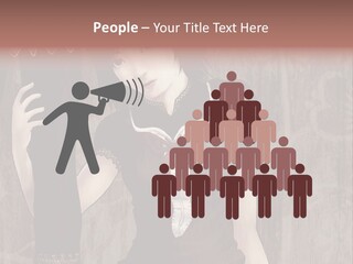 A Woman In A Brown Dress Holding A Black Object PowerPoint Template