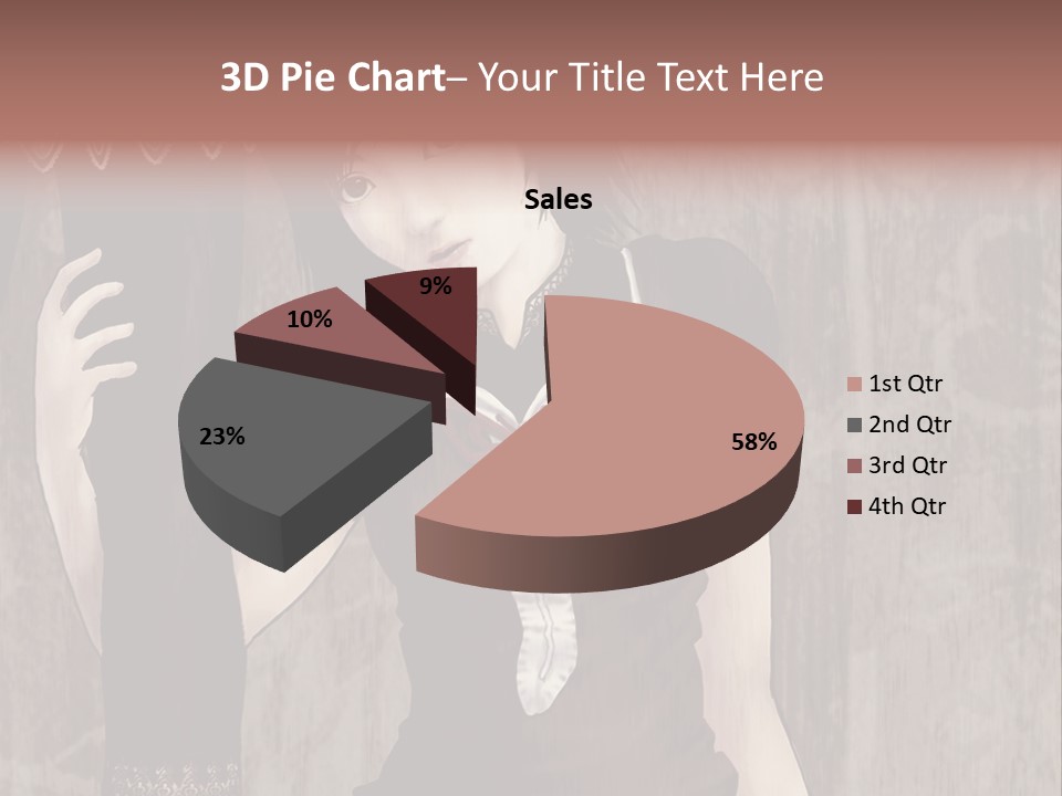 A Woman In A Brown Dress Holding A Black Object PowerPoint Template