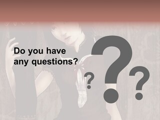 A Woman In A Brown Dress Holding A Black Object PowerPoint Template