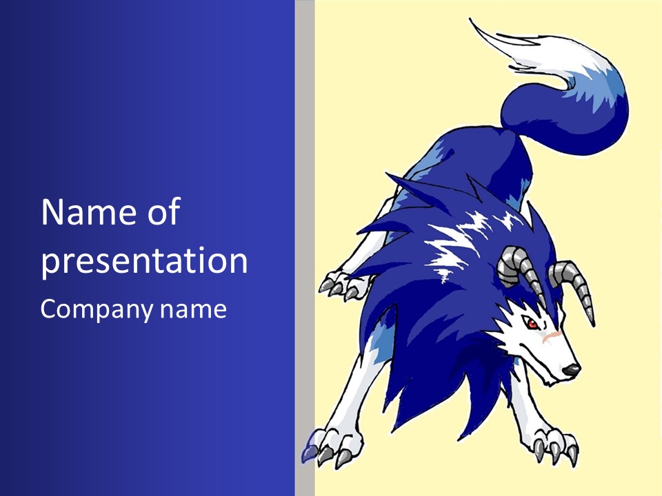 A Picture Of A Wolf With A Blue Background PowerPoint Template