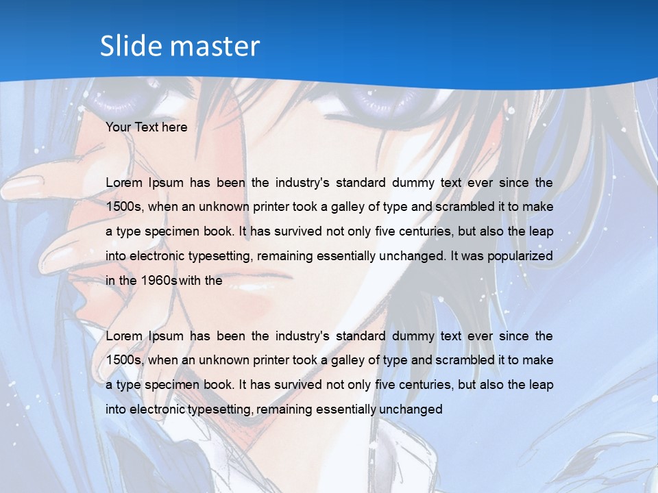 A Anime Character With Blue Eyes And A White Shirt PowerPoint Template