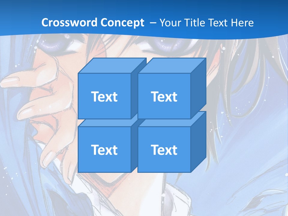 A Anime Character With Blue Eyes And A White Shirt PowerPoint Template
