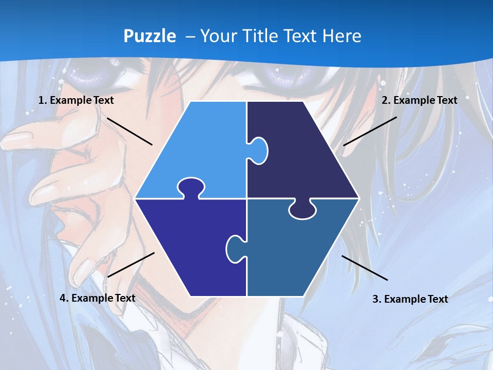 A Anime Character With Blue Eyes And A White Shirt PowerPoint Template