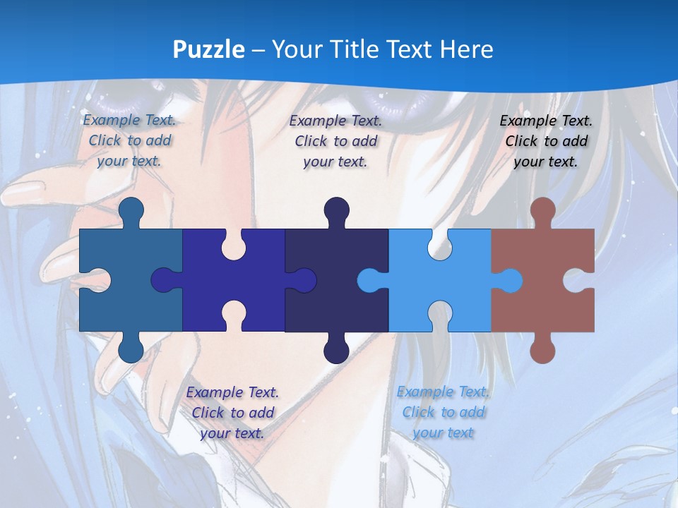 A Anime Character With Blue Eyes And A White Shirt PowerPoint Template