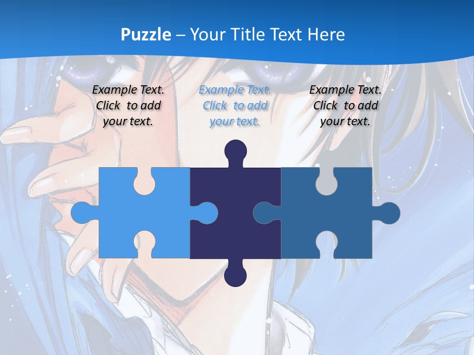 A Anime Character With Blue Eyes And A White Shirt PowerPoint Template
