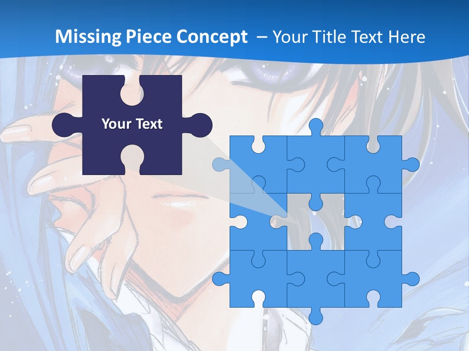 A Anime Character With Blue Eyes And A White Shirt PowerPoint Template