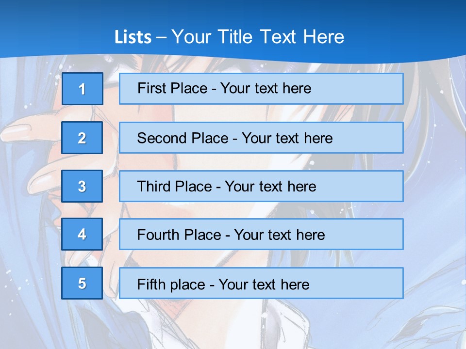 A Anime Character With Blue Eyes And A White Shirt PowerPoint Template